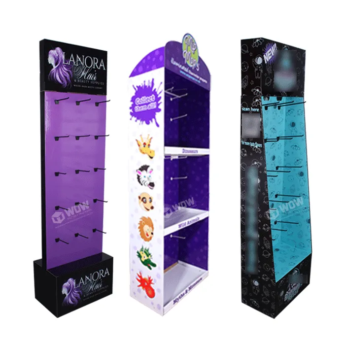 Cardboard Retail School Bag Display Stand with Hooks